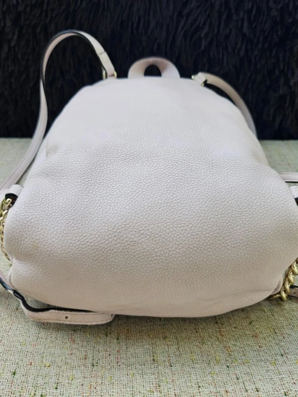 Victoria Secret Women Bag Pink Faux Vegan Leather Backpack V Quilt Purse